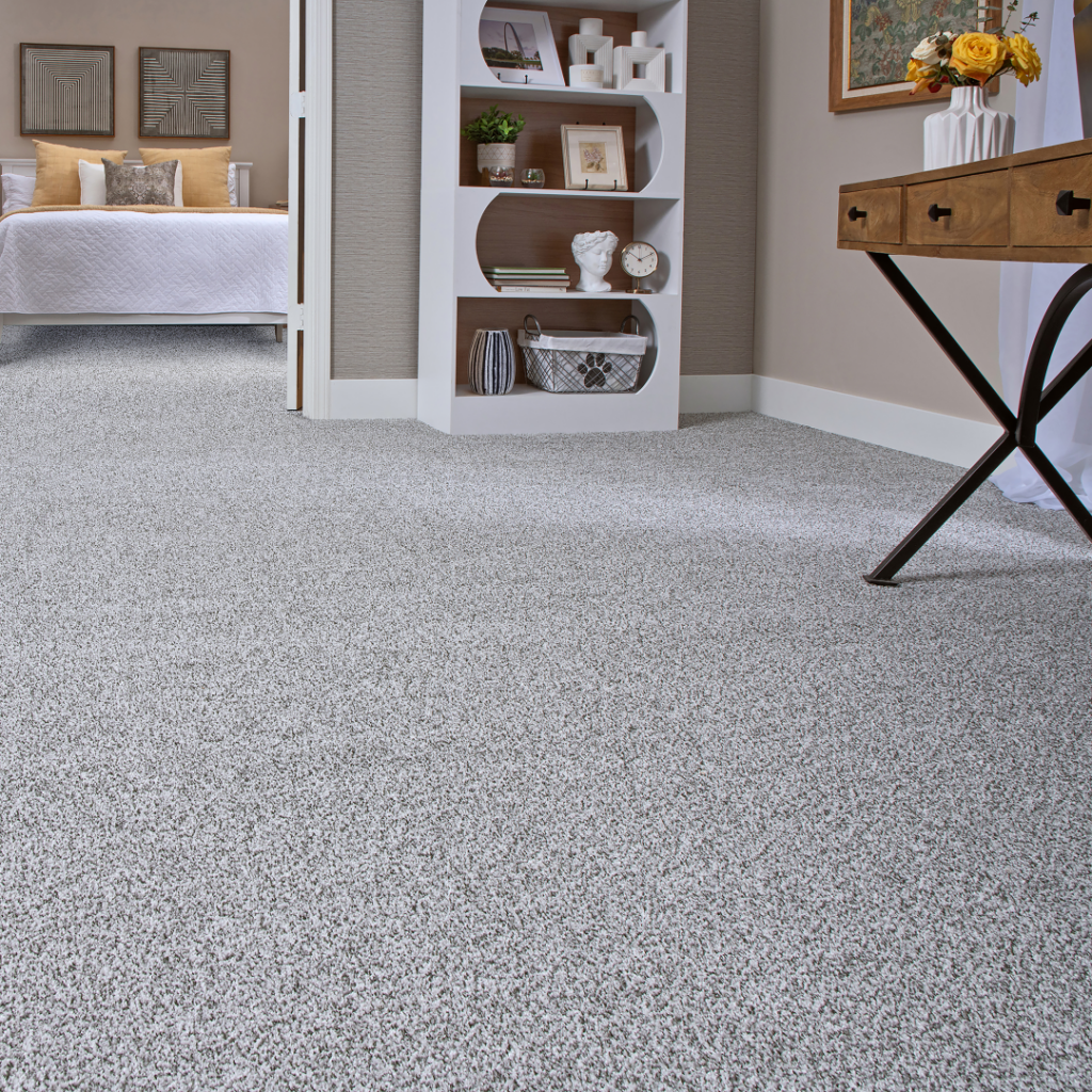 Soft gray carpet flooring in a bedroom and hallway