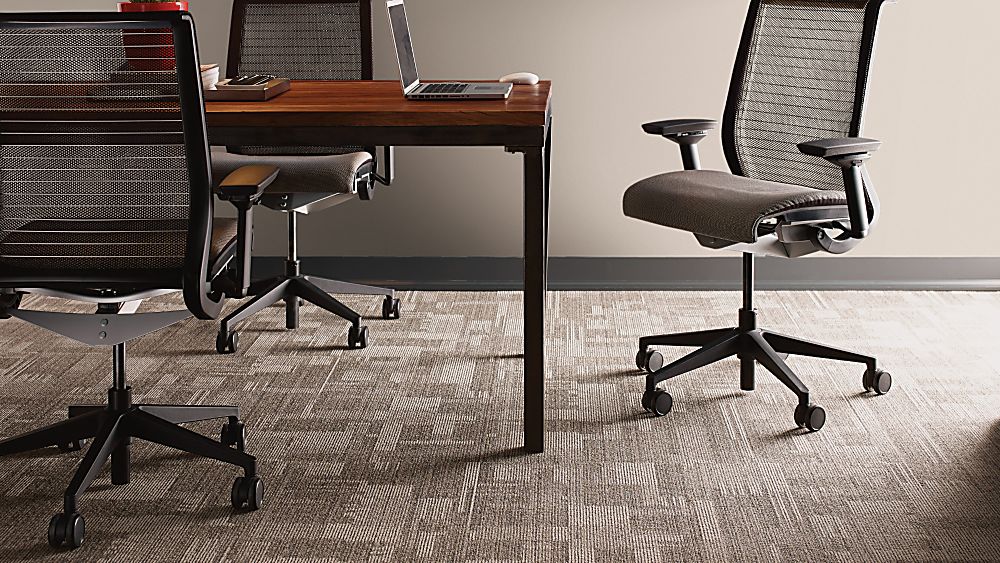 Patterned carpet flooring in a modern commercial office